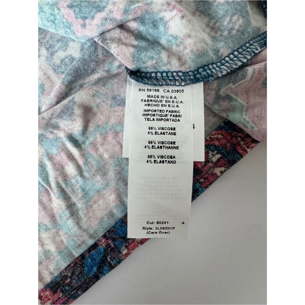 Karen Kane Pink Multicolor Abstract Print Drape Front Top Size Large Petite NWT - Picture 7 of 8